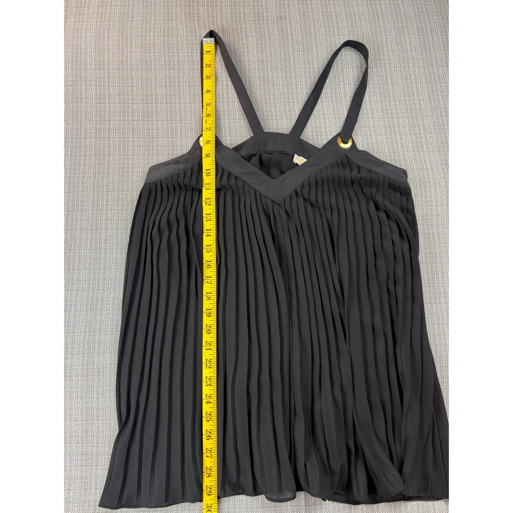 Michael Kors Womens Medium Black Pleated Gold Grommet Sleeveless Blouse Top - Picture 5 of 11